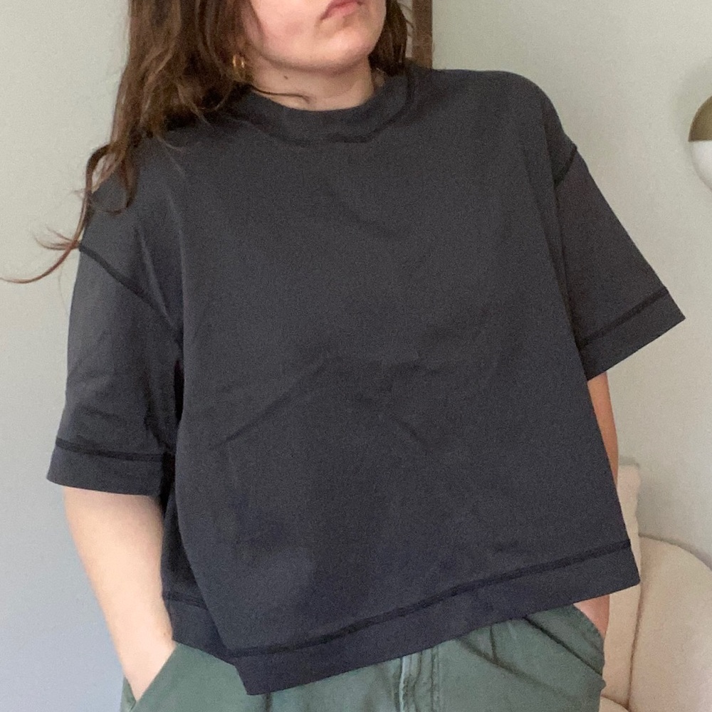 Boxy Contrast-Stitch Oversized T-Shirt